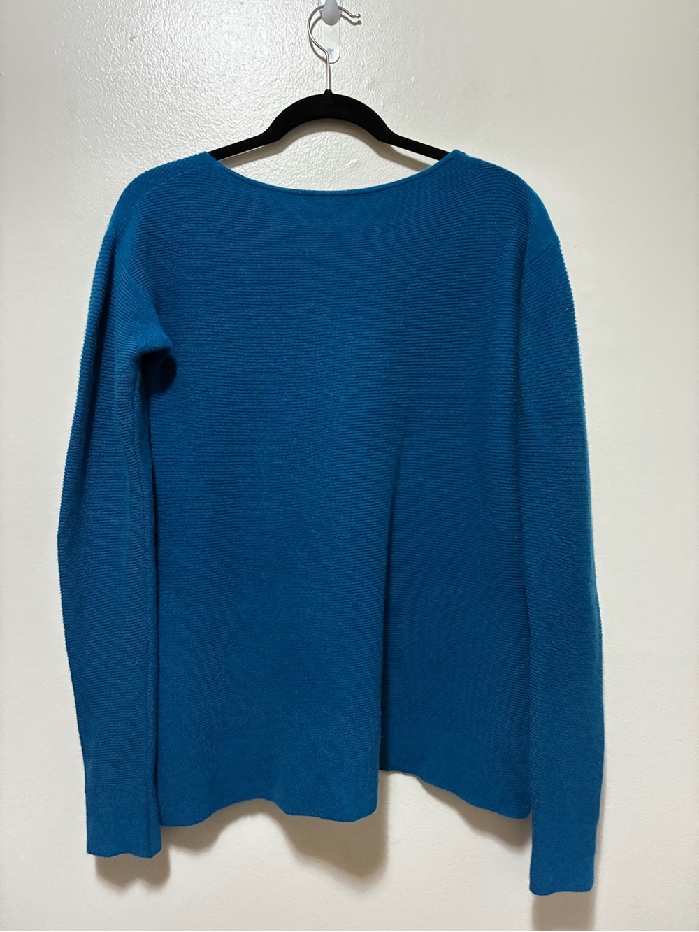 Garnet Hill Cable-Knit Cashmere Long Sleeve Sweater - Teal Blue size medium - Picture 7 of 7